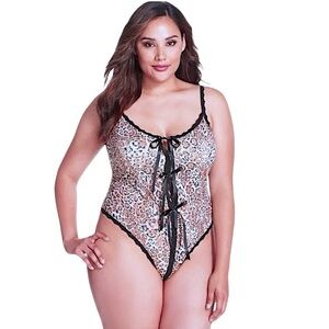 $102 Hanky Panky Leopard Print Teddy 2X PLUS Sexy Crotchless Girlfiend Wife GIFT